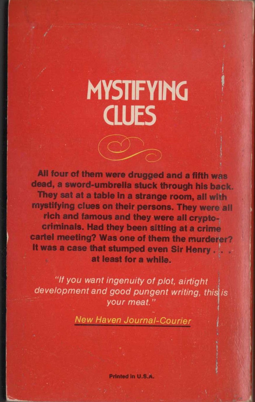 Carter Dickson  DEATH IN FIVE BOXES magnified rear book cover image