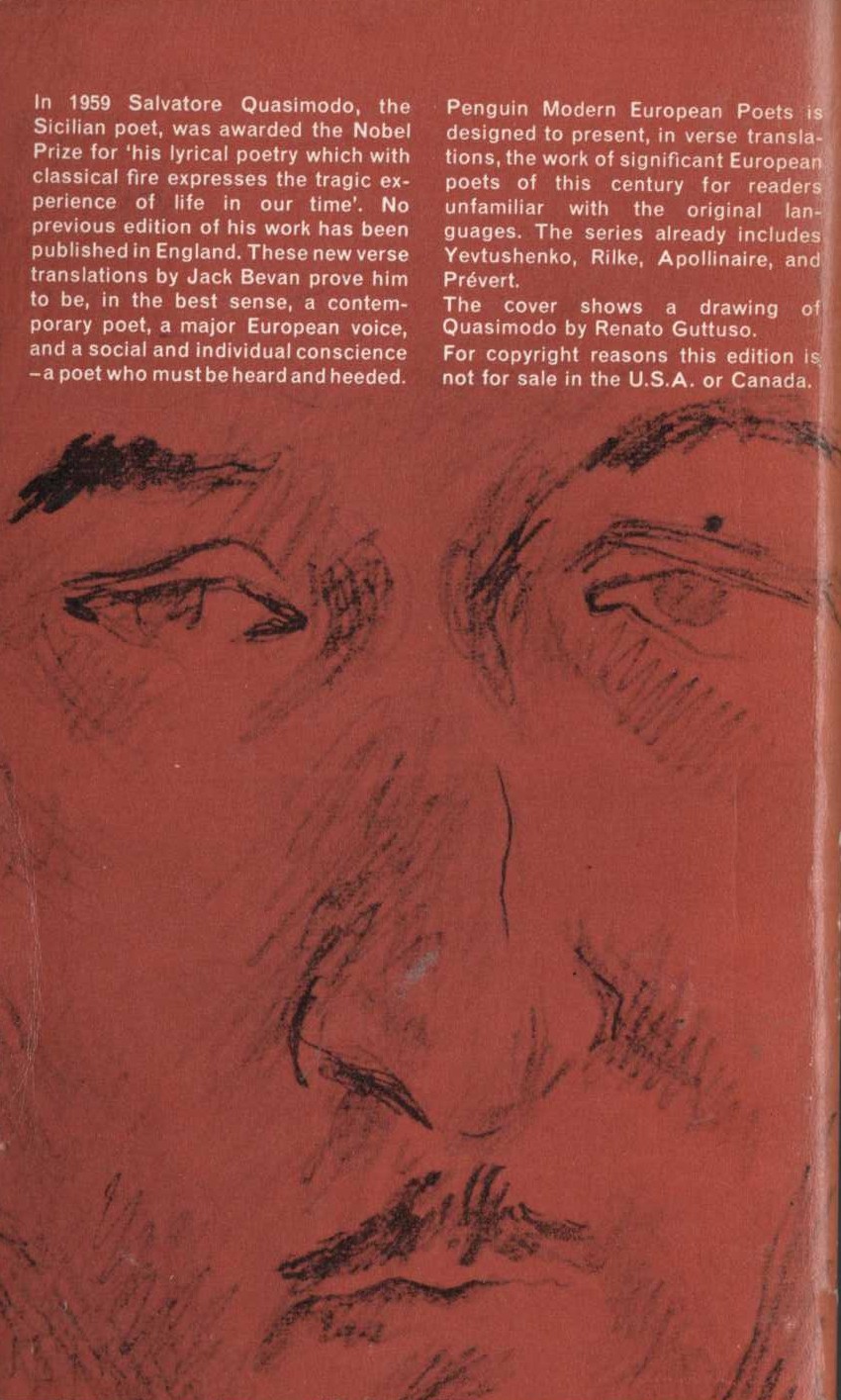 Quasimodo   SELECTED POEMS (Penguin Modern European Poets) magnified rear book cover image