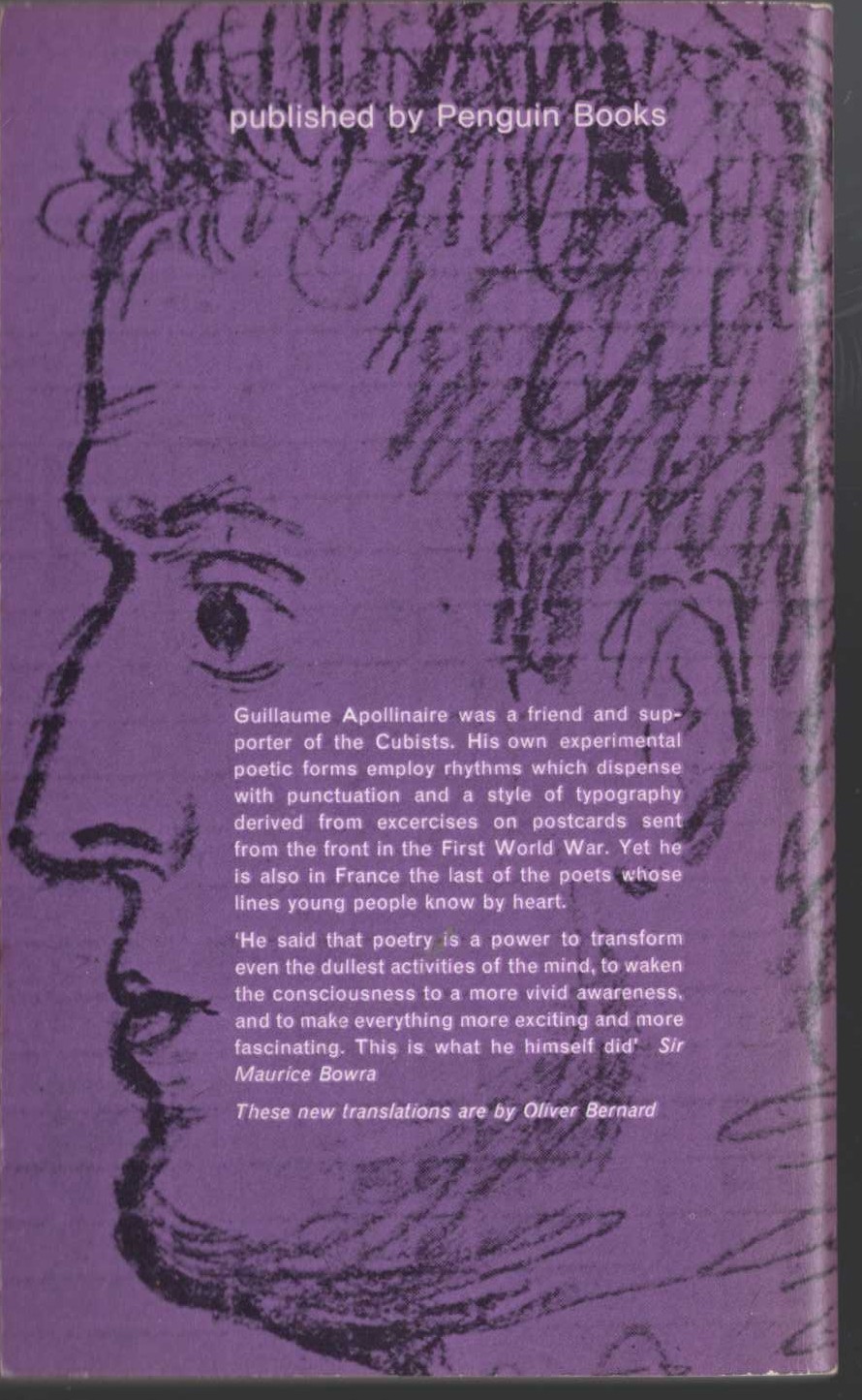Apollinaire   SELECTEDD POEMS (Penguin Modern European Poets) magnified rear book cover image