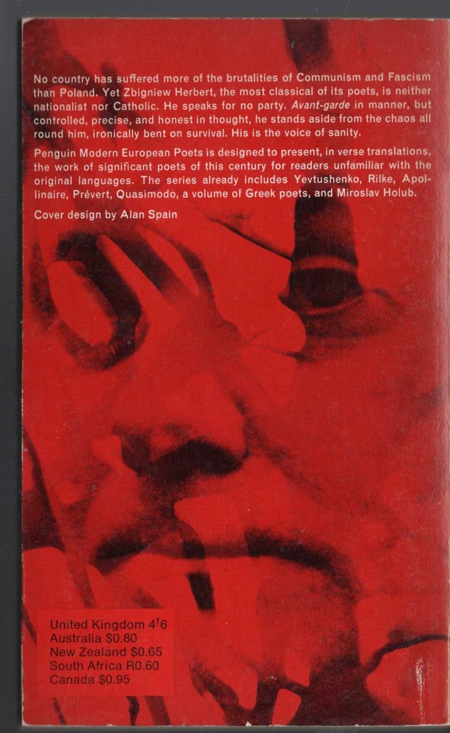 Zbigniew Herber  SELECTED POEMS (Penguin Modern European Poets) magnified rear book cover image