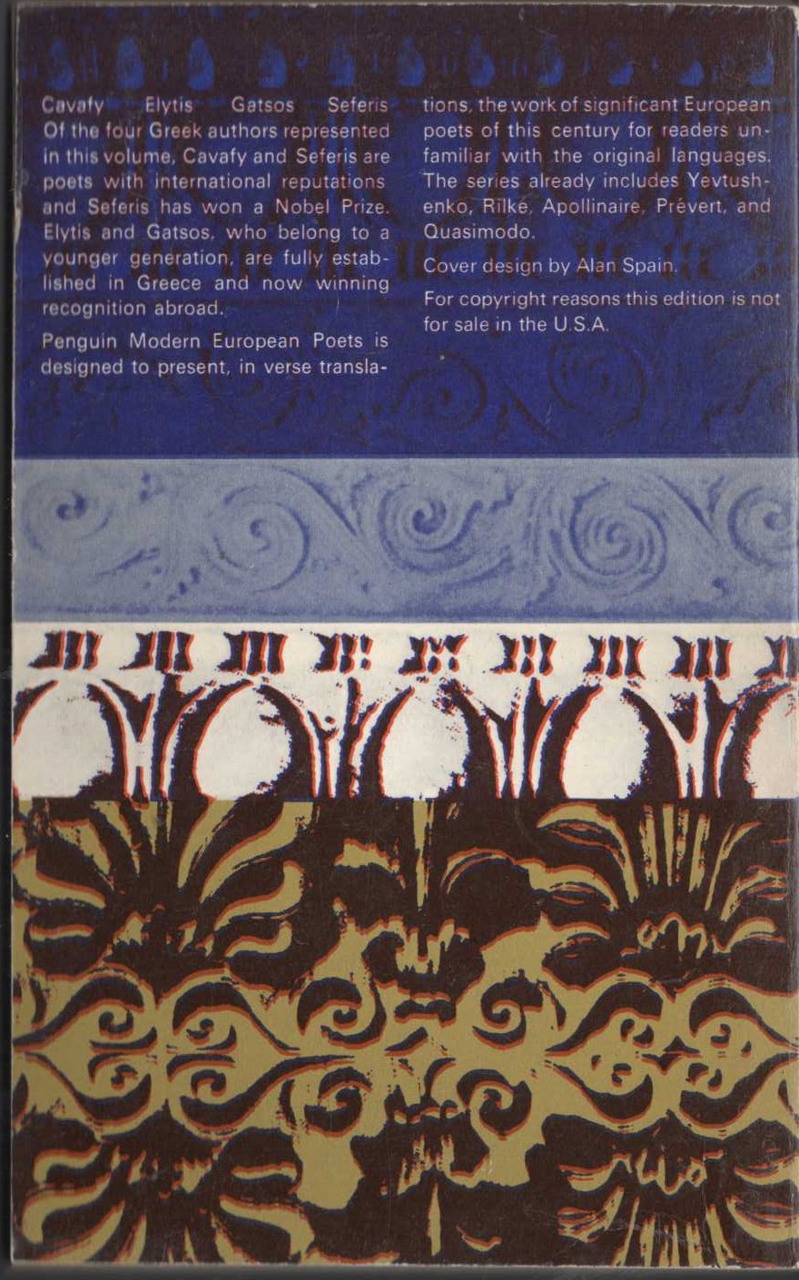 Various   FOUR GREEK POETS (Penguin Modern European Poets) magnified rear book cover image