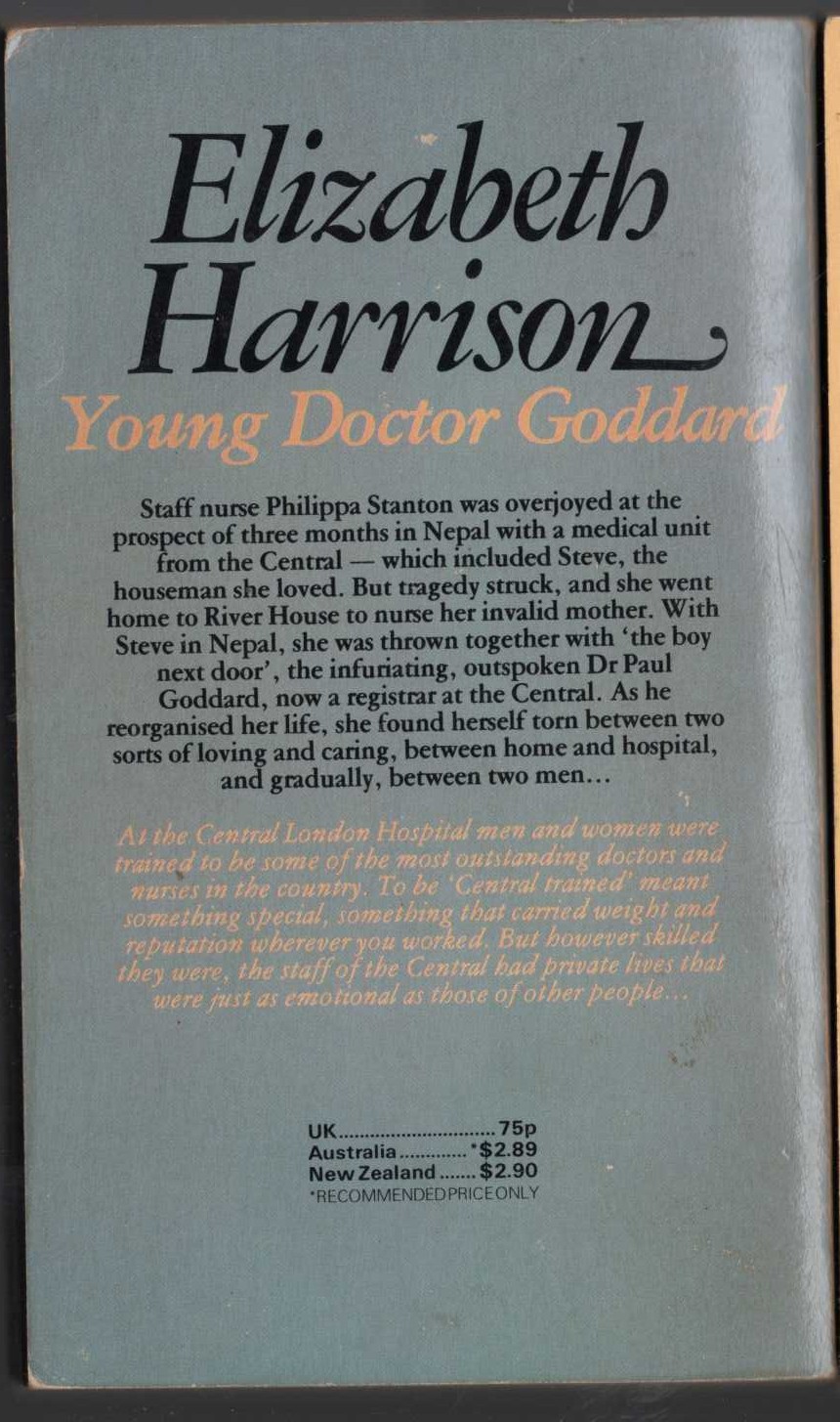 Elizabeth Harrison  YOUNG DOCTOR GODDARD magnified rear book cover image