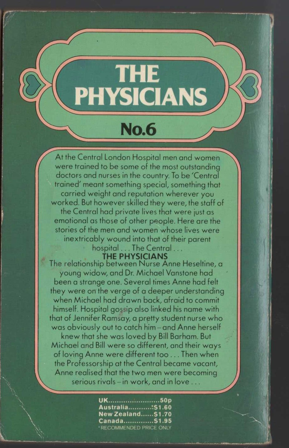 Elizabeth Harrison  THE PHYSICIANS magnified rear book cover image