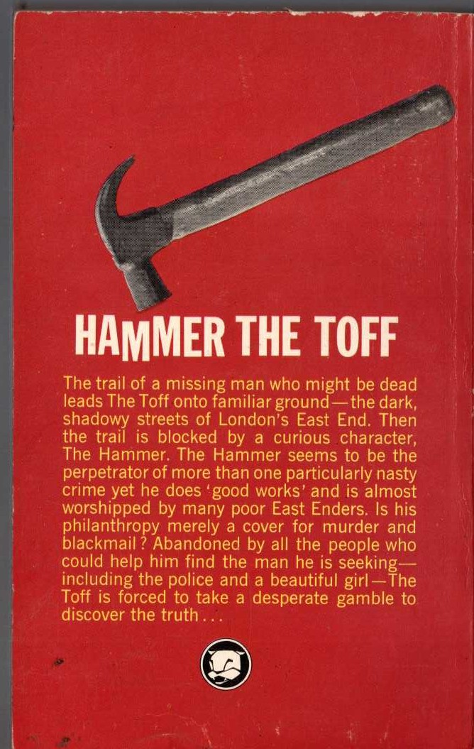John Creasey  HAMMER THE TOFF magnified rear book cover image