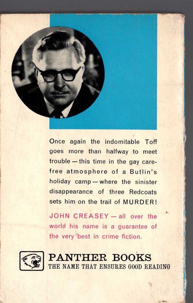 John Creasey  THE TOFF AT BUTLIN'S magnified rear book cover image