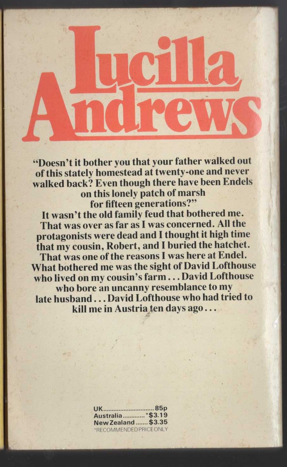 (Lucilla Andrews writing as Joanna Marcus) A FEW DAYS IN ENDEL magnified rear book cover image