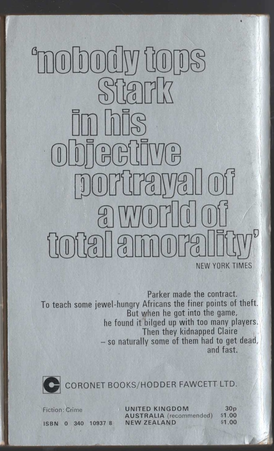 Richard Stark  THE BLACK ICE SCORE magnified rear book cover image