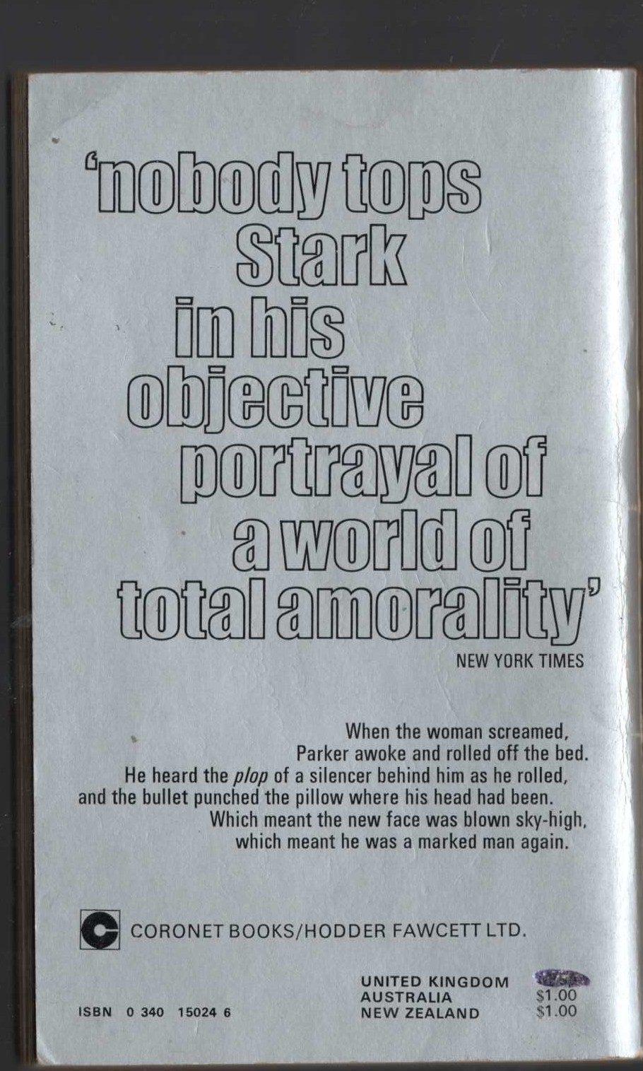 Richard Stark  THE OUTFIT magnified rear book cover image