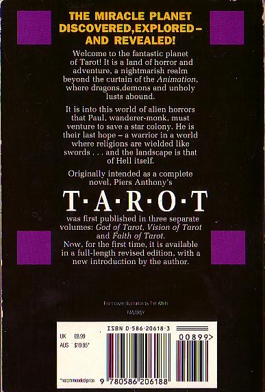 Piers Anthony  TAROT: GOD OF TAROT/ VISION OF TAROT/ FAITH OF TAROT magnified rear book cover image