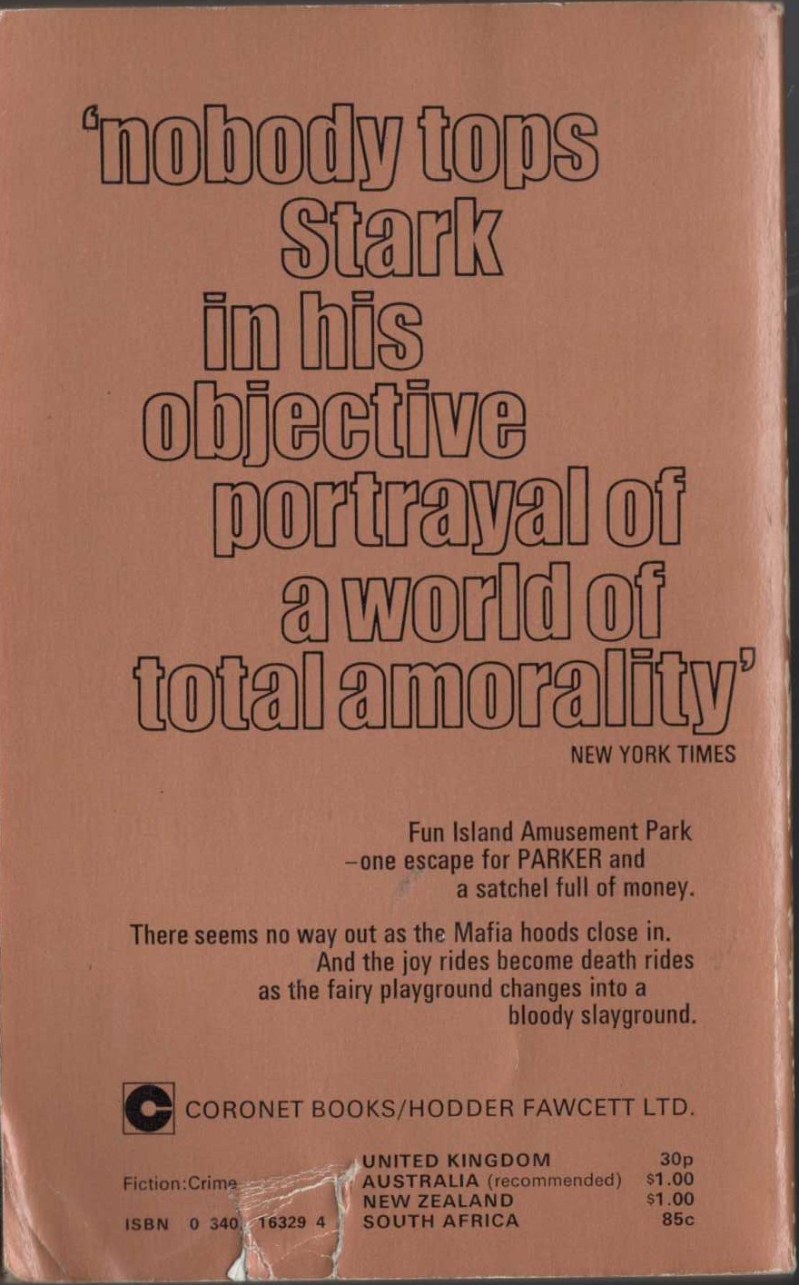 Richard Stark  SLAYGROUND magnified rear book cover image