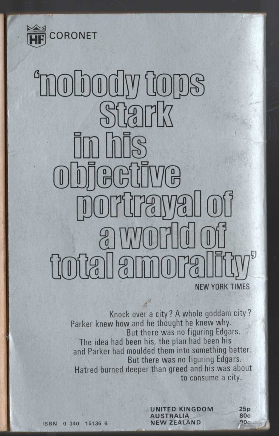 Richard Stark  KILLTOWN magnified rear book cover image