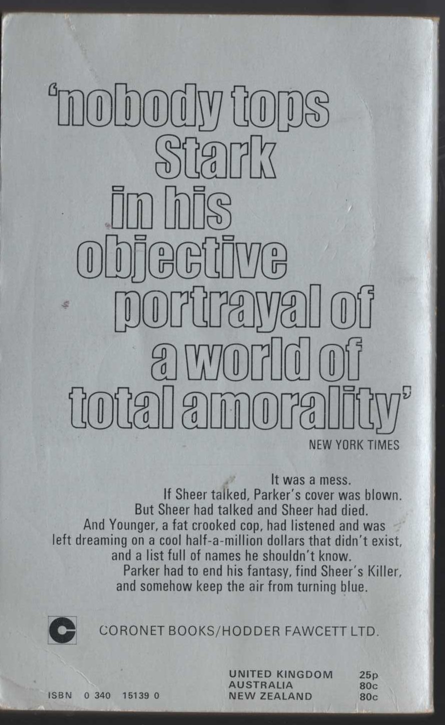 Richard Stark  THE JUGGER magnified rear book cover image