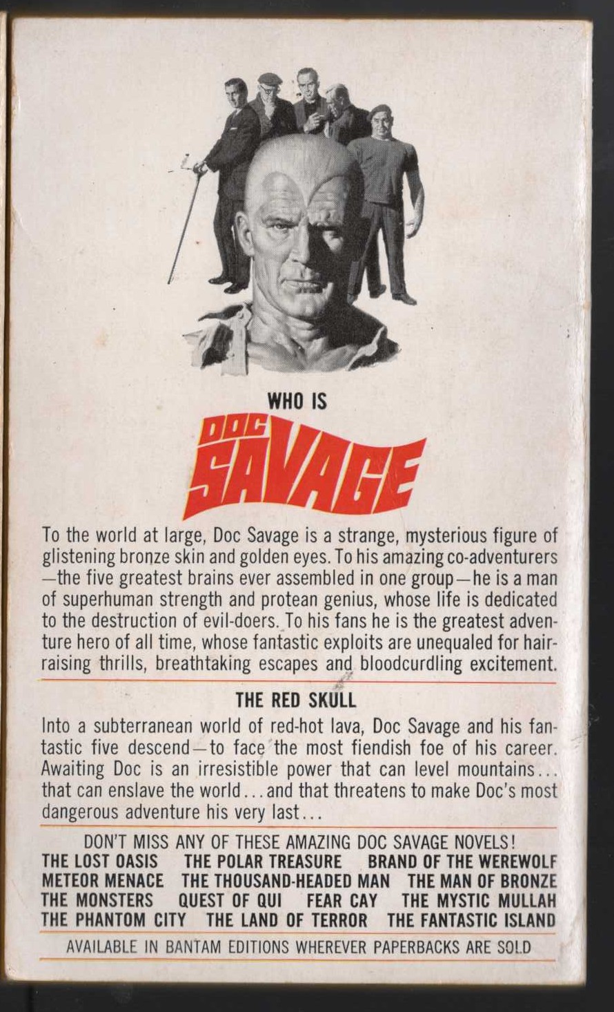 Kenneth Robeson  DOC SAVAGE: THE RED SKULL magnified rear book cover image