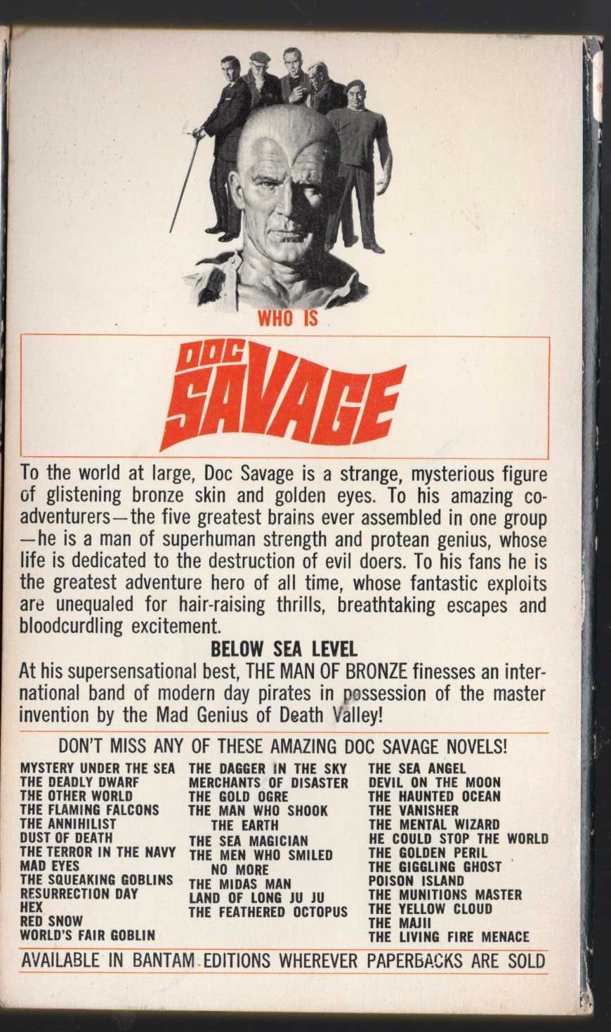 Kenneth Robeson  DOC SAVAGE: THE PIRATE'S GHOST magnified rear book cover image