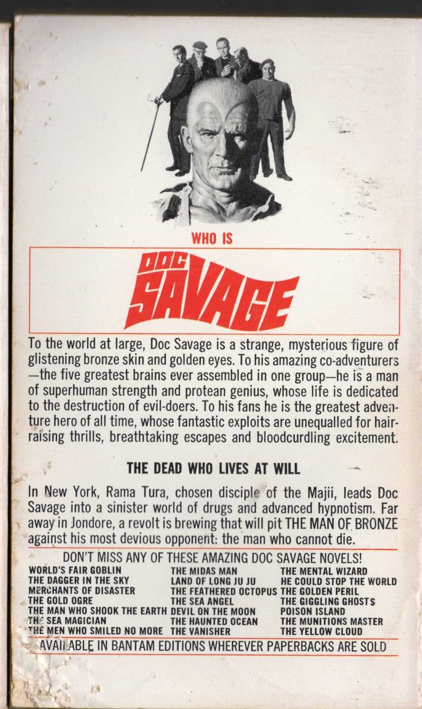 Kenneth Robeson  DOC SAVAGE: THE MAJII magnified rear book cover image