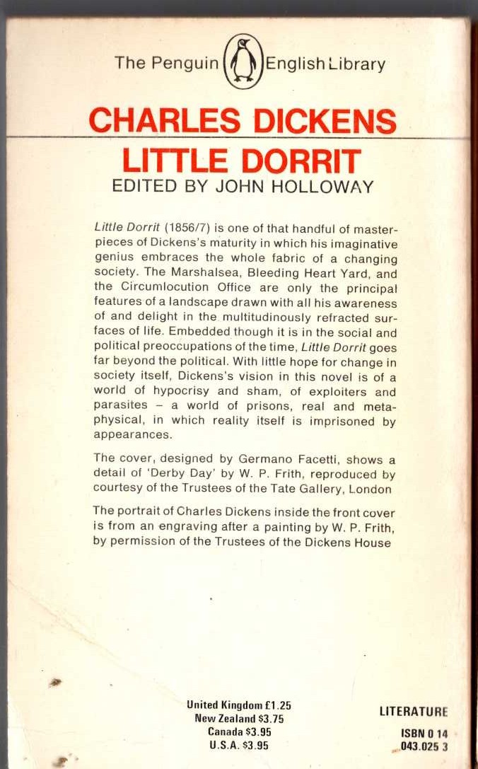 Charles Dickens  LITTLE DORRIT magnified rear book cover image