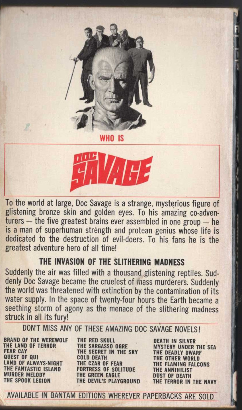 Kenneth Robeson  DOC SAVAGE: MAD EYES magnified rear book cover image