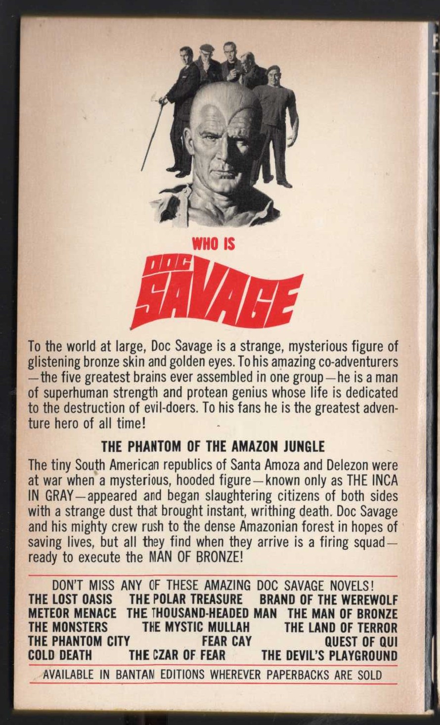 Kenneth Robeson  DOC SAVAGE: DUST OF DEATH magnified rear book cover image