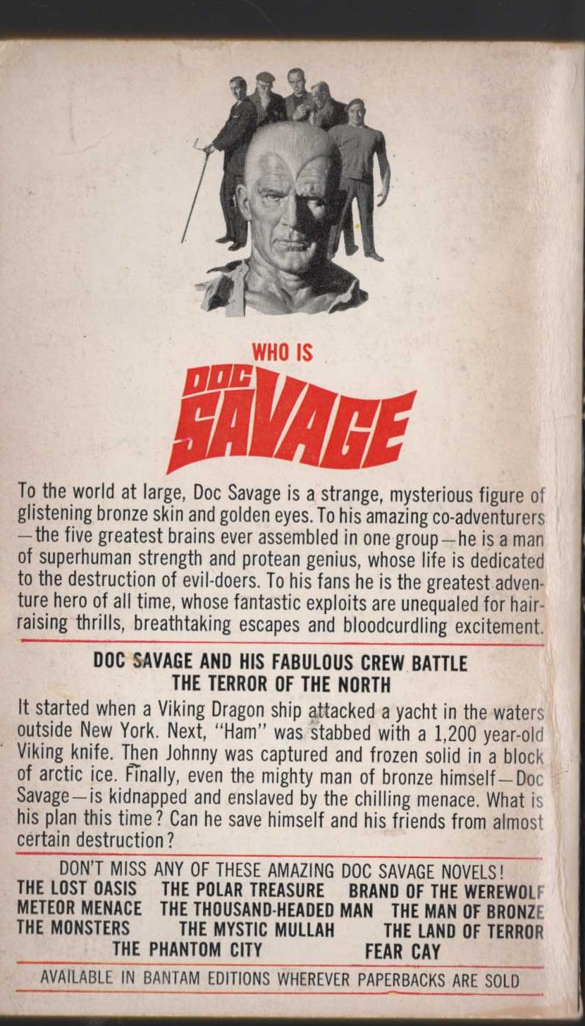 Kenneth Robeson  DOC SAVAGE: QUEST OF QUI magnified rear book cover image