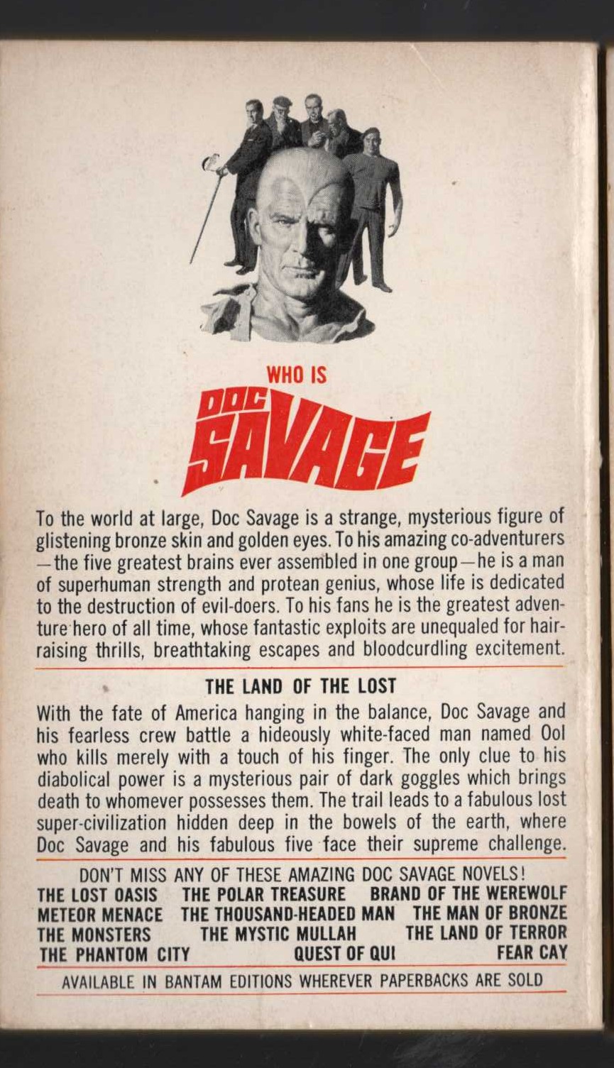 Kenneth Robeson  DOC SAVAGE: LAND OF ALWAYS-NIGHT magnified rear book cover image
