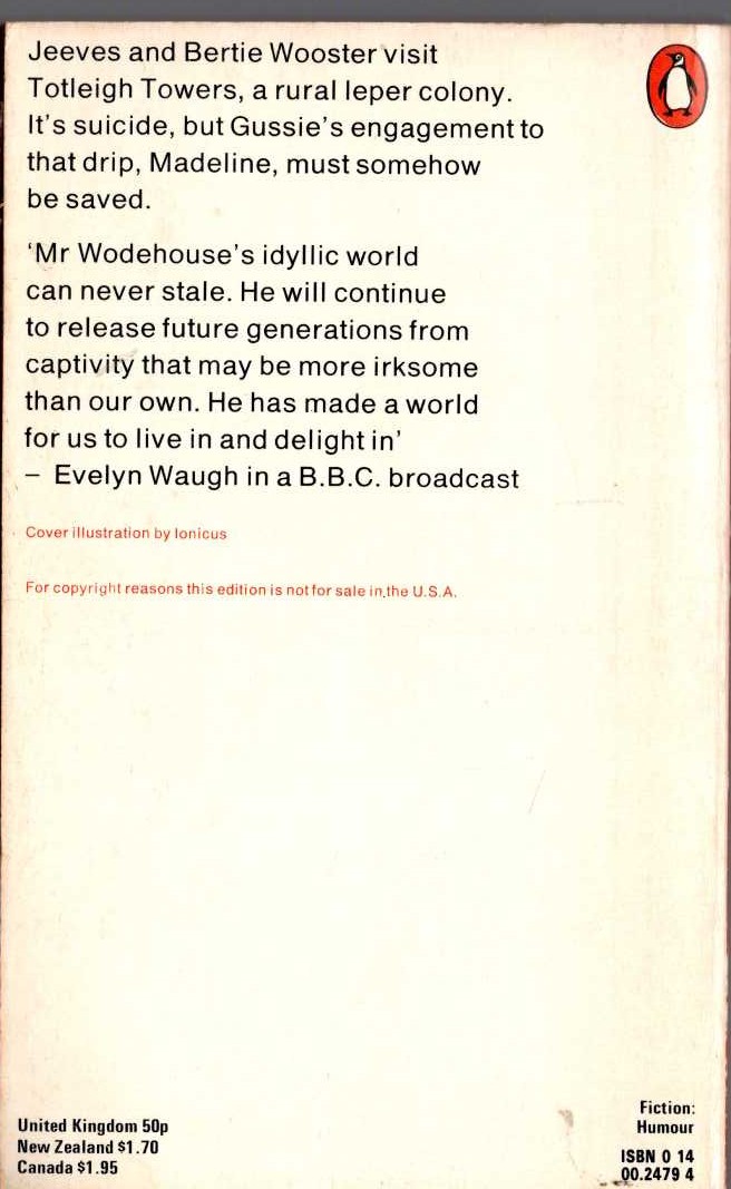 P.G. Wodehouse  STIFF UPPER LIP, JEEVES magnified rear book cover image