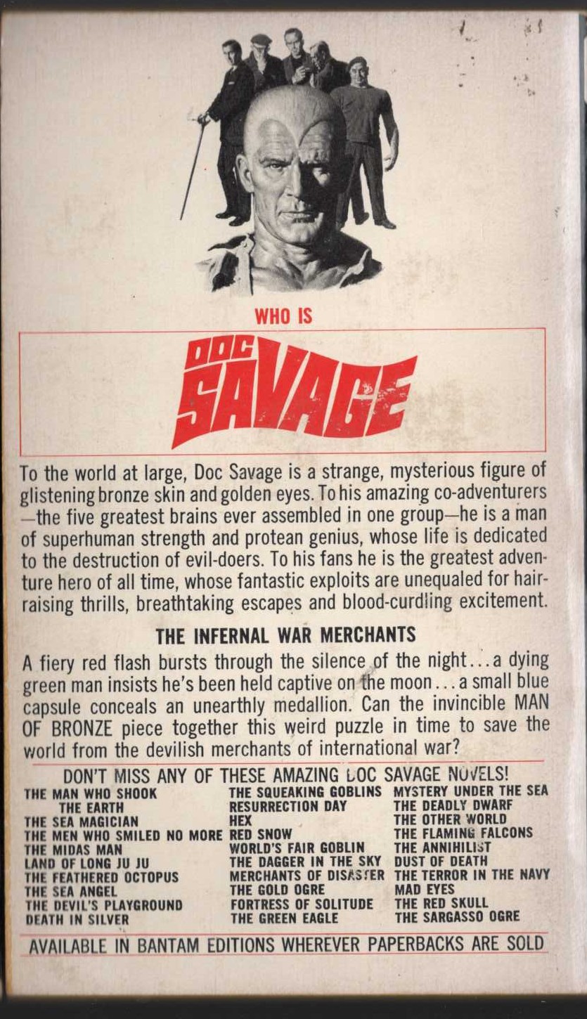 Kenneth Robeson  DOC SAVAGE: DEVIL ON THE MOON magnified rear book cover image