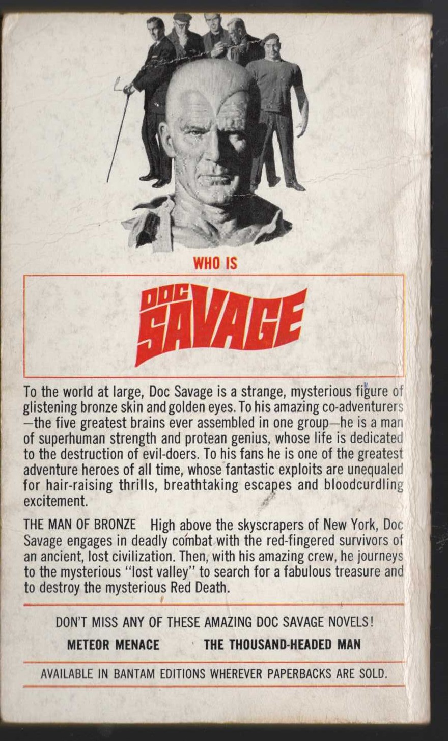 Kenneth Robeson  DOC SAVAGE: THE MAN OF BRONZE magnified rear book cover image