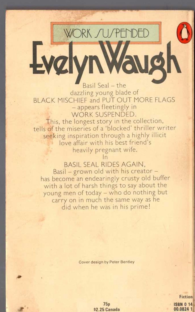 Evelyn Waugh  WORK SUSPENDED and Other Stories magnified rear book cover image