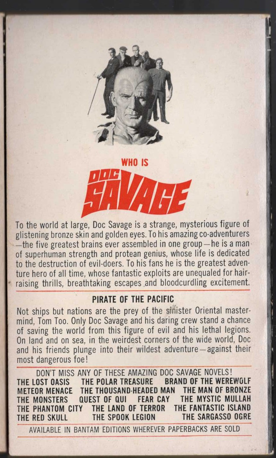 Kenneth Robeson  DOC SAVAGE: PIRATE OF THE PACIFIC magnified rear book cover image
