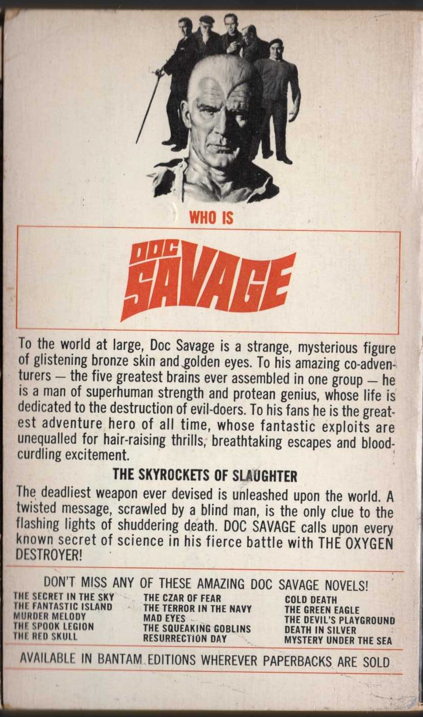 Kenneth Robeson  DOC SAVAGE: MERCHANTS OF DISASTER magnified rear book cover image