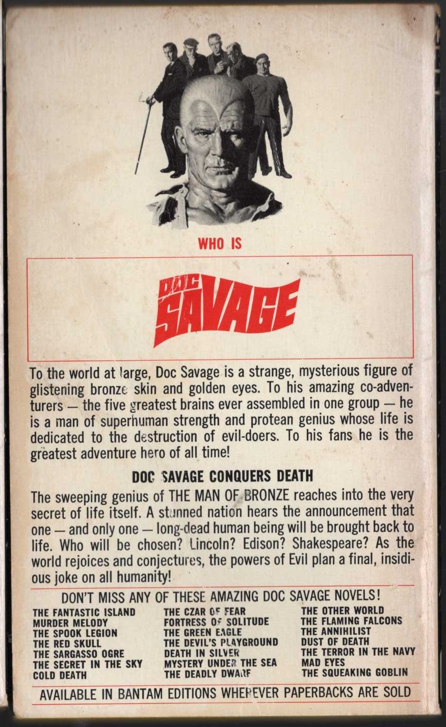 Kenneth Robeson  DOC SAVAGE: RESURRECTION DAY magnified rear book cover image