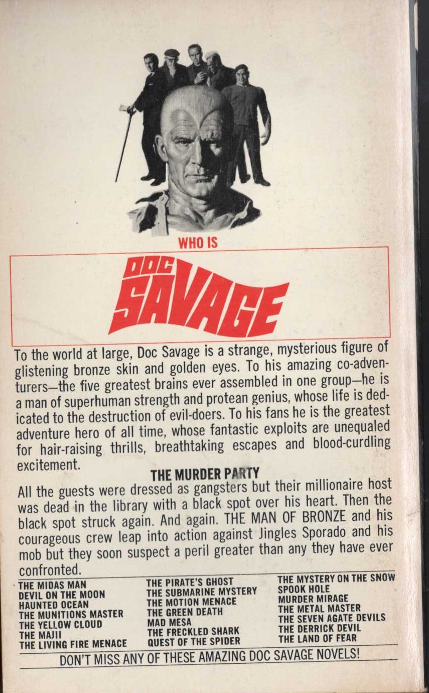 Kenneth Robeson  DOC SAVAGE: THE BLACK SPOT magnified rear book cover image