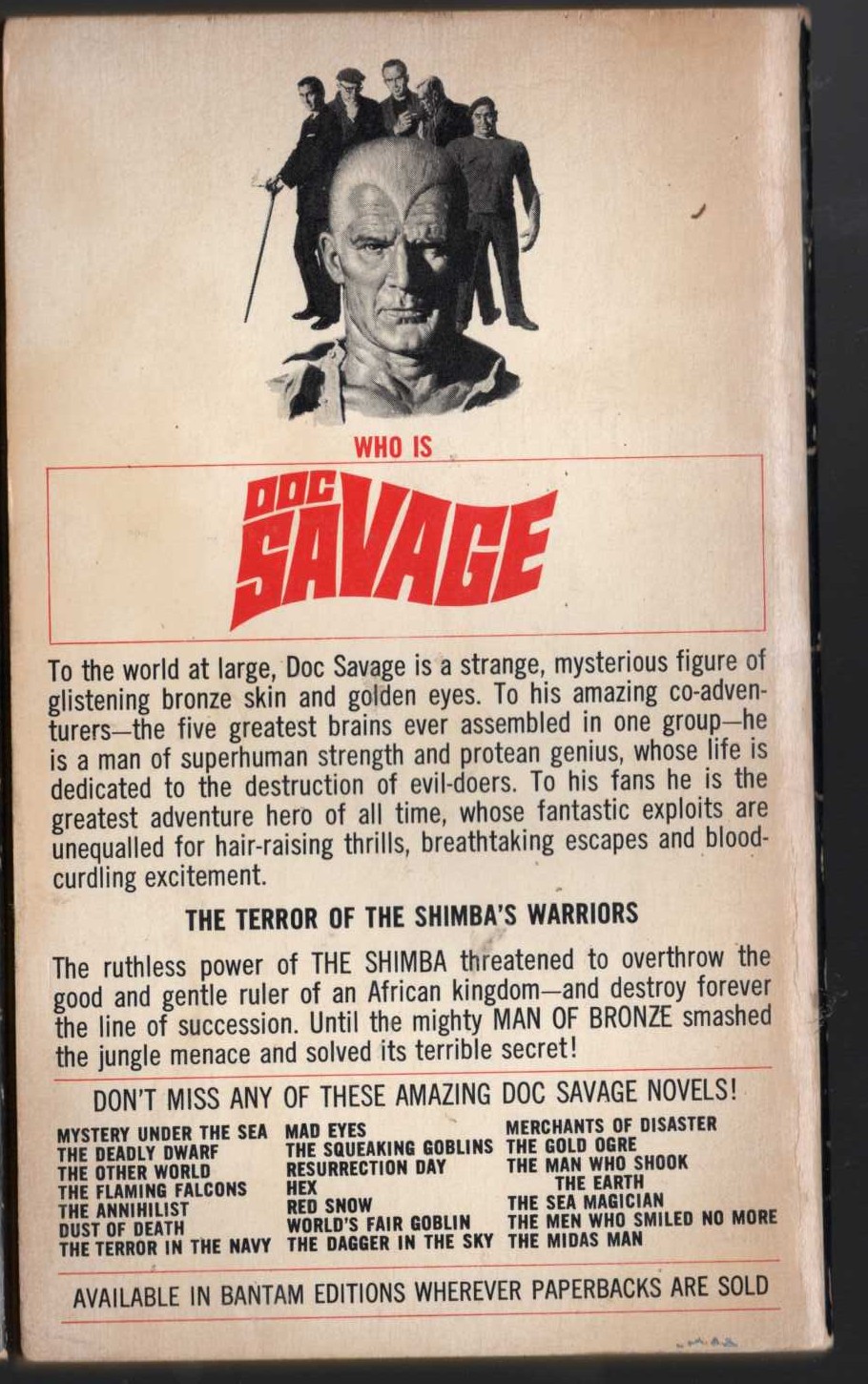 Kenneth Robeson  DOC SAVAGE: LAND OF LONG JUJU magnified rear book cover image