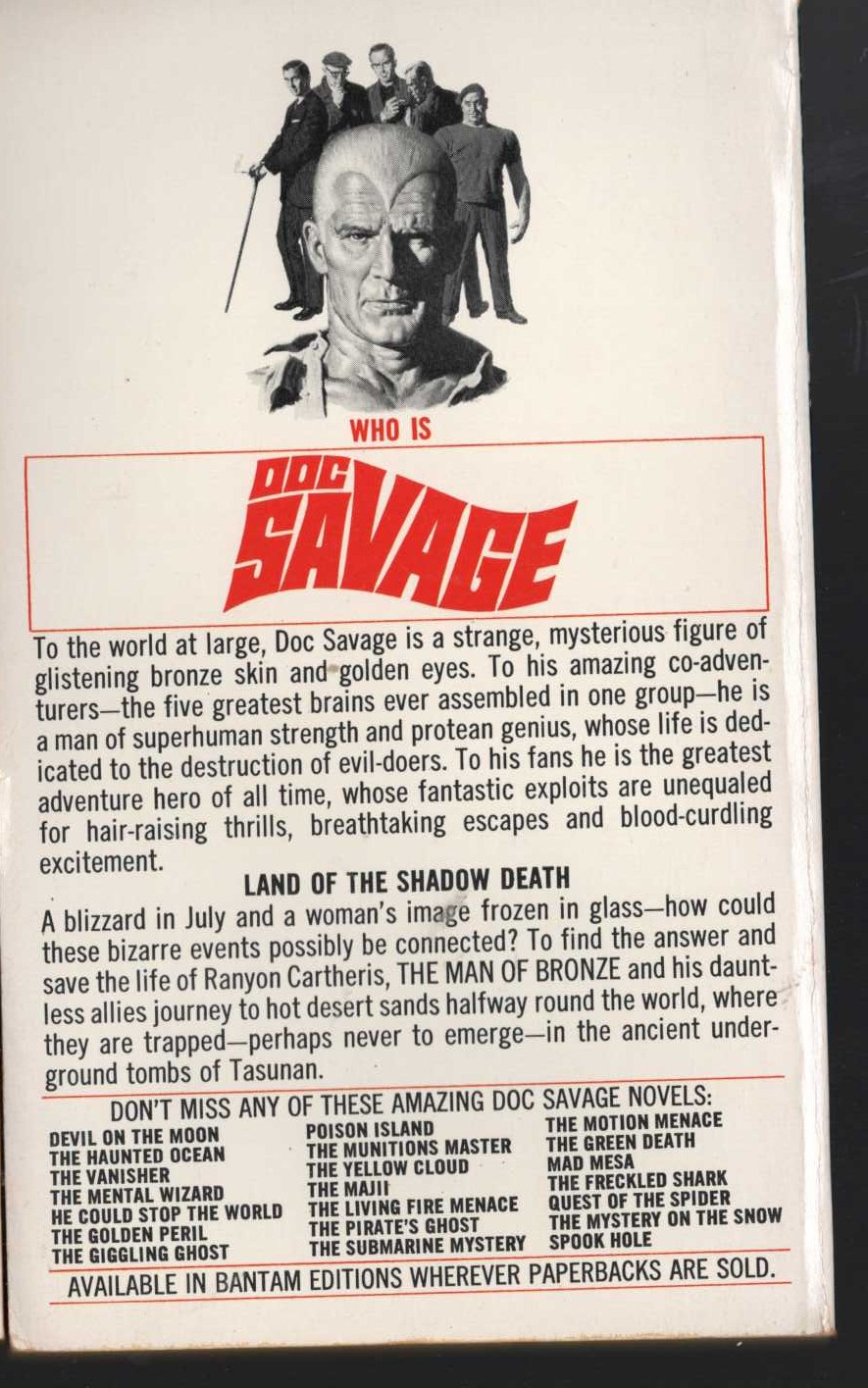 Kenneth Robeson  DOC SAVAGE: MURDER MIRAGE magnified rear book cover image