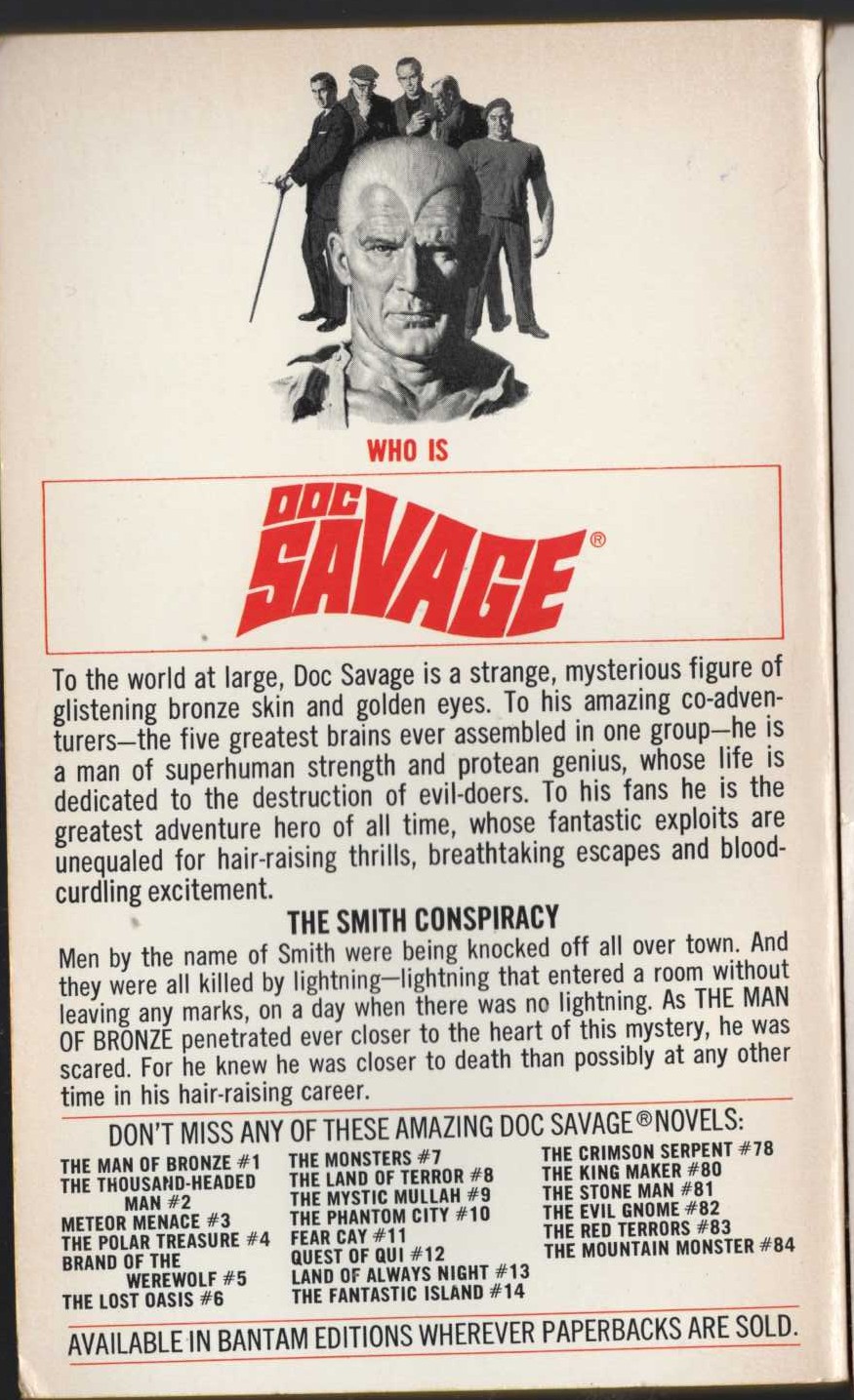 Kenneth Robeson  DOC SAVAGE: THE BOSS OF TERROR magnified rear book cover image