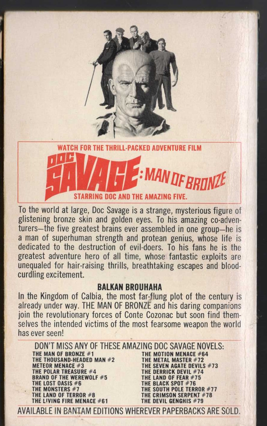 Kenneth Robeson  DOC SAVAGE: THE KING MAKER magnified rear book cover image