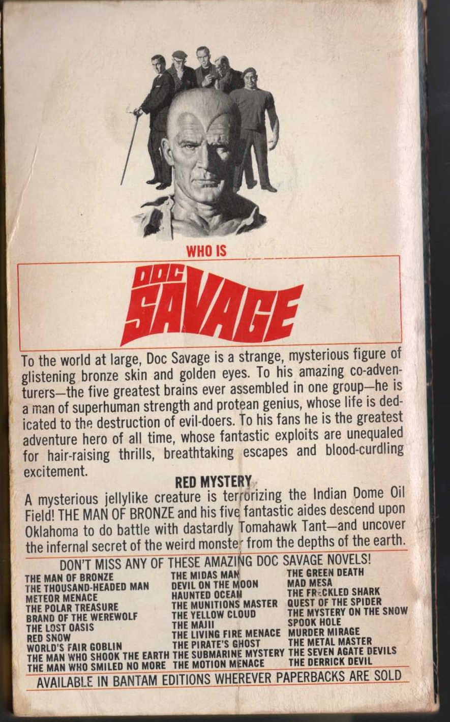 Kenneth Robeson  DOC SAVAGE: THE DERRICK DEVIL magnified rear book cover image