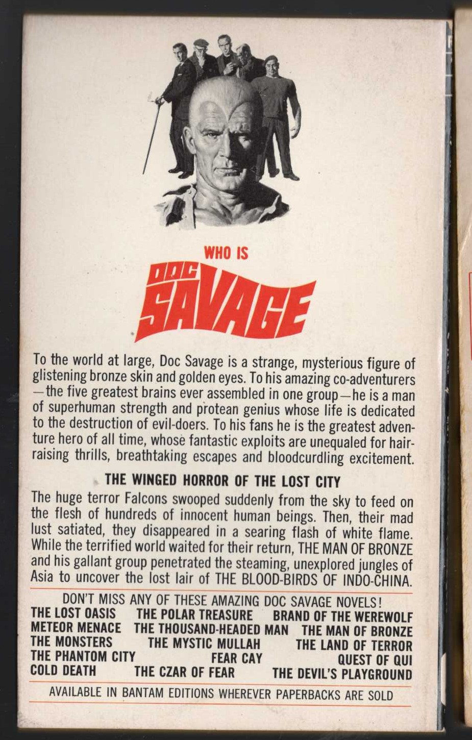 Kenneth Robeson  DOC SAVAGE: THE FLAMING FALCONS magnified rear book cover image