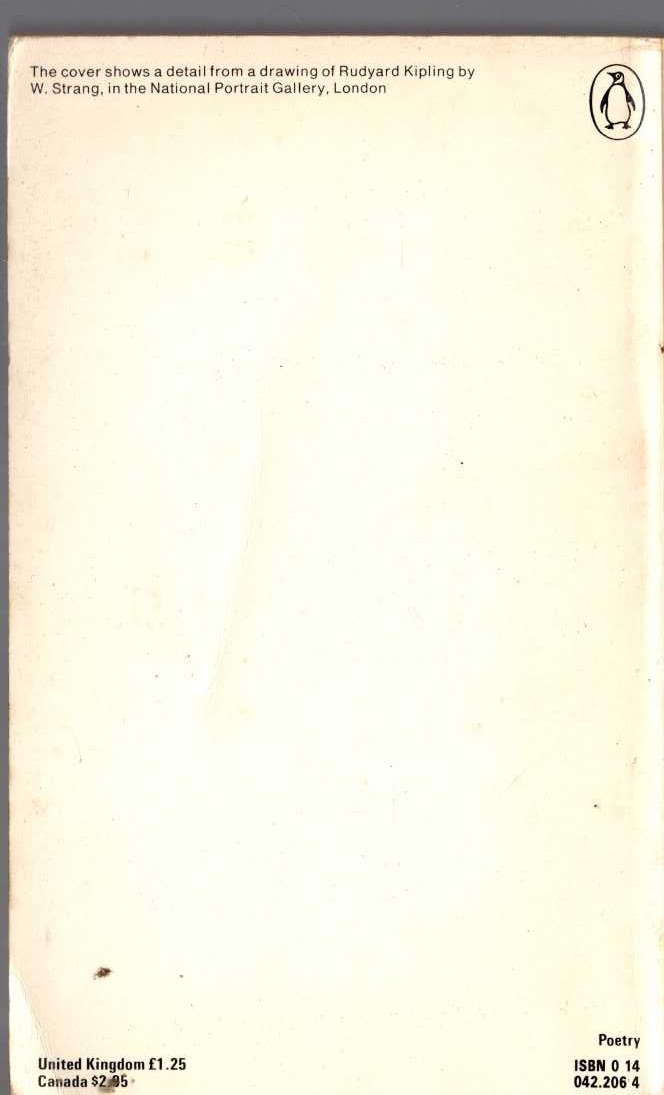 Rudyard Kipling  SELECTED VERSE magnified rear book cover image