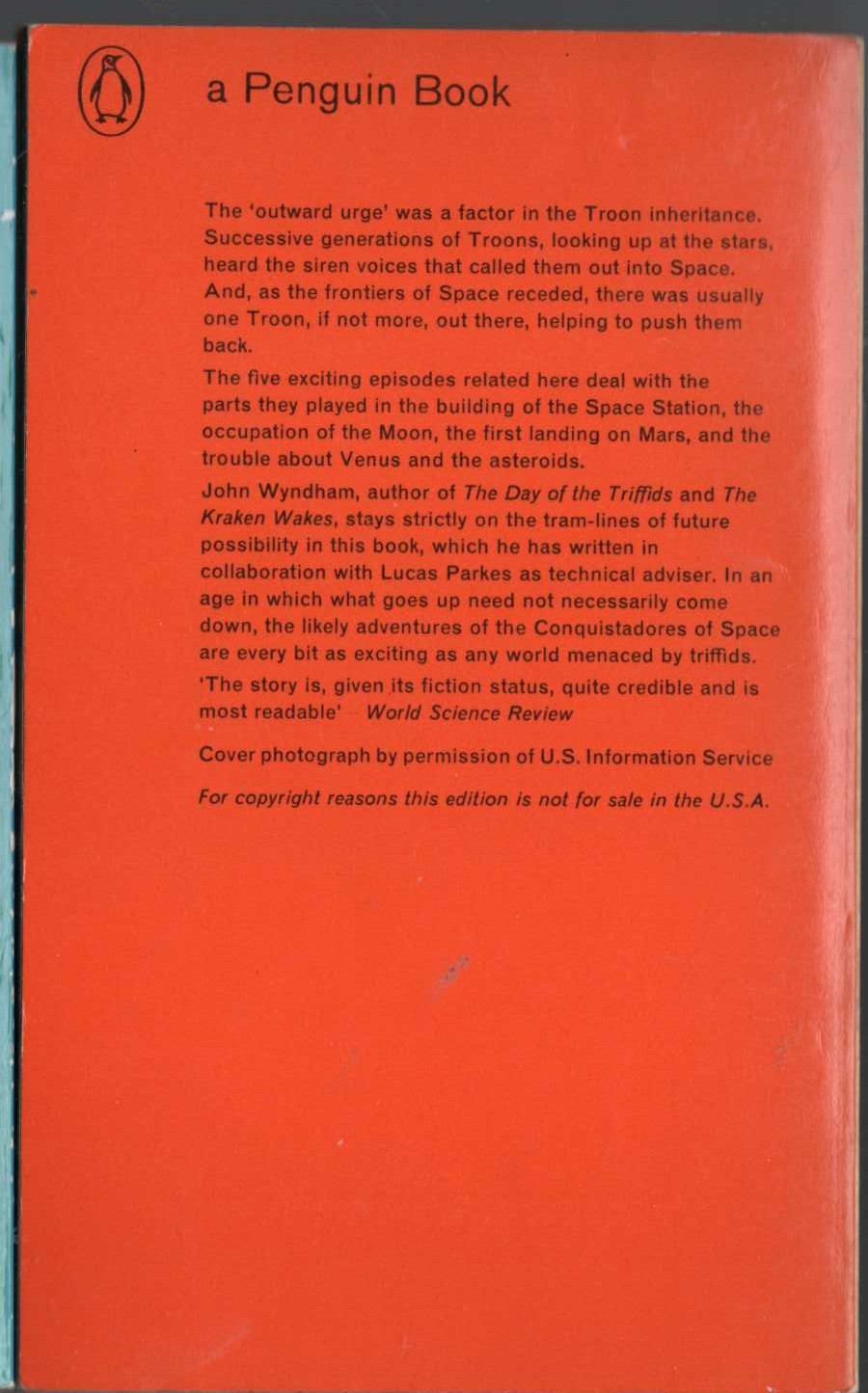 (John Wyndham and Lucas Parkes) THE OUTWARD URGE magnified rear book cover image