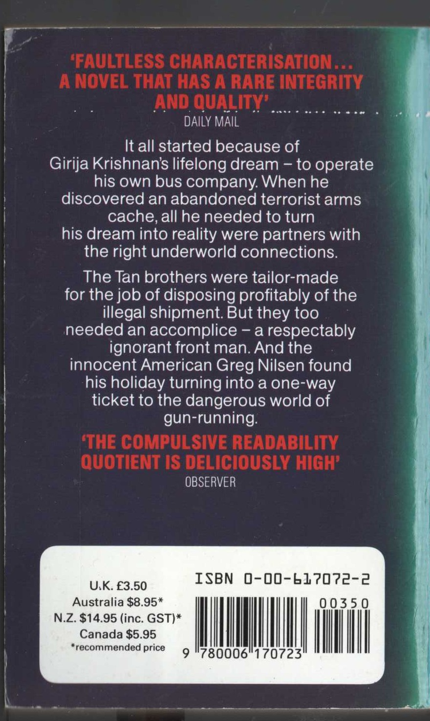 Eric Ambler  PASSAGE OF ARMS magnified rear book cover image