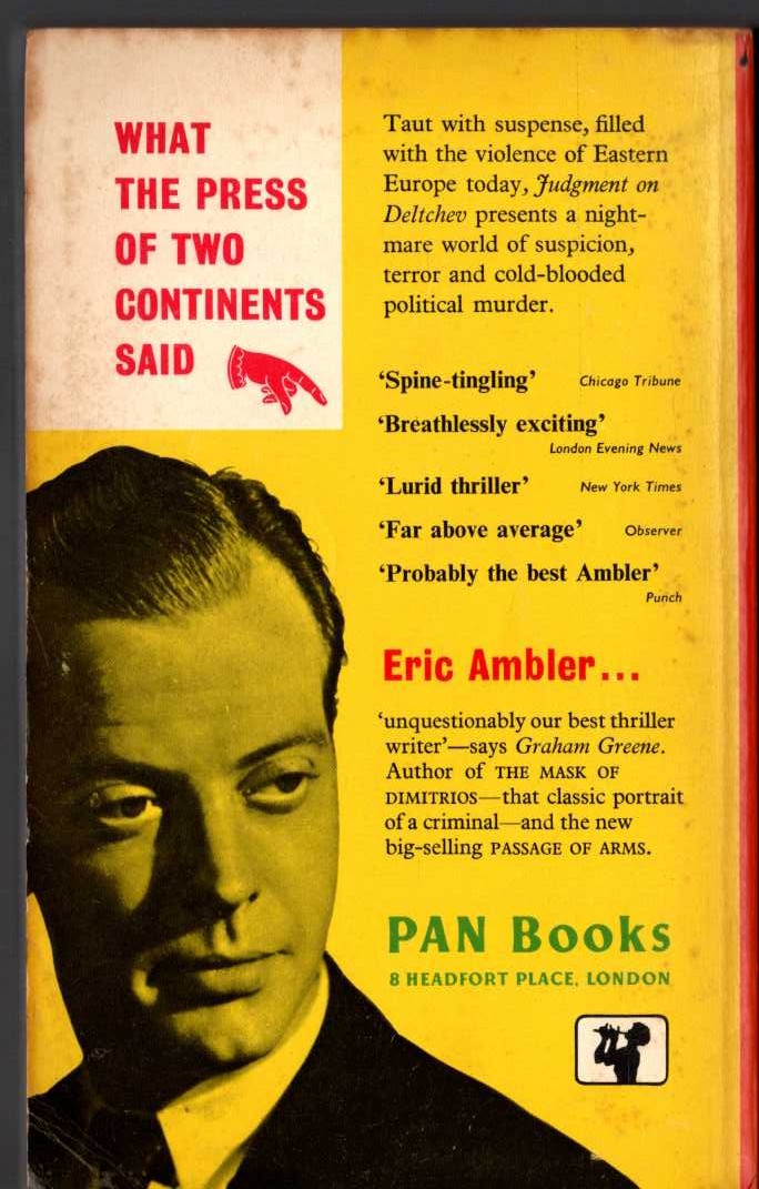 Eric Ambler  JUDGMENT ON DELTCHEV magnified rear book cover image