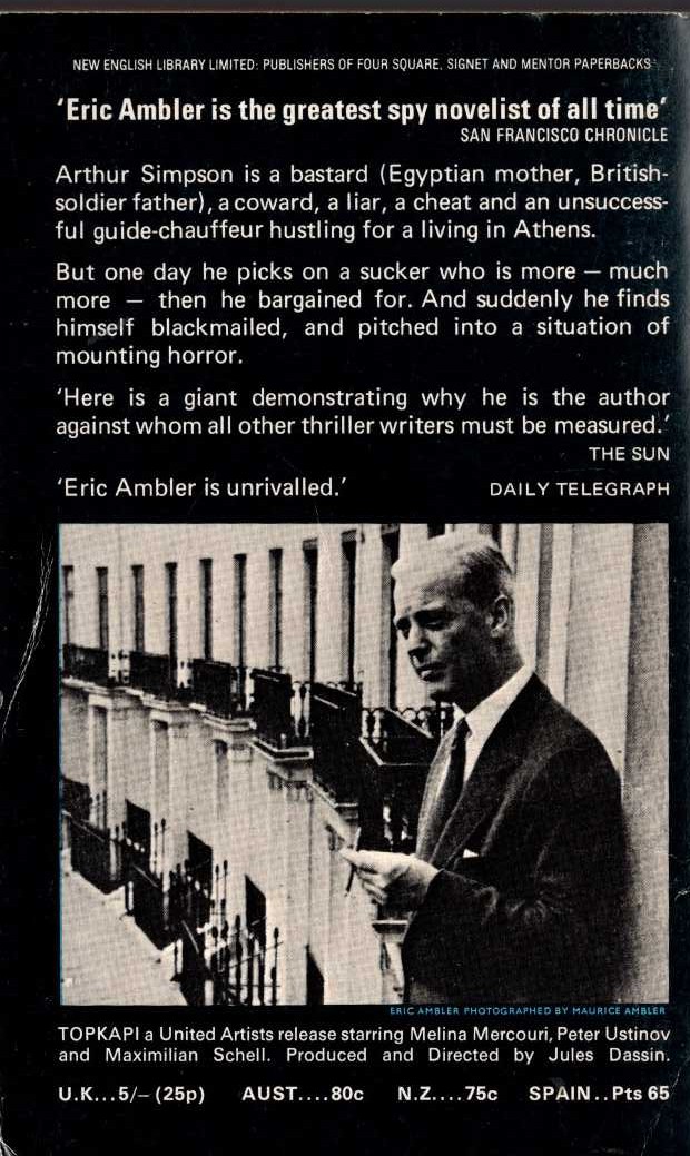 Eric Ambler  THE LIGHT OF DAY (Film tie-in: TOPKAPI) magnified rear book cover image