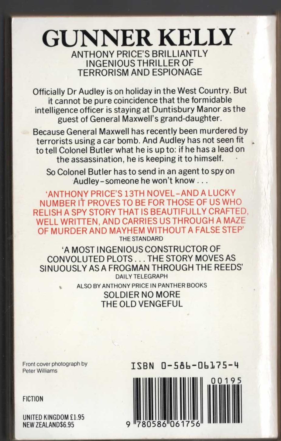 Anthony Price  GUNNER KELLY magnified rear book cover image