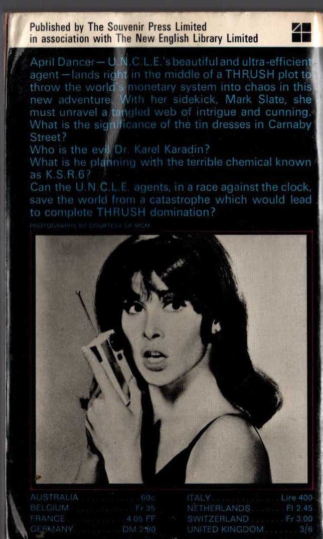 Simon Latter  THE GIRL FROM U.N.C.L.E. (1): THE GLOBAL GLOBULES AFFAIR magnified rear book cover image