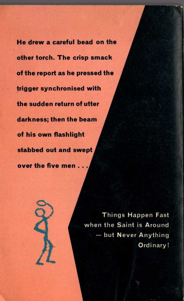 Leslie Charteris  THE SAINT GOES ON magnified rear book cover image