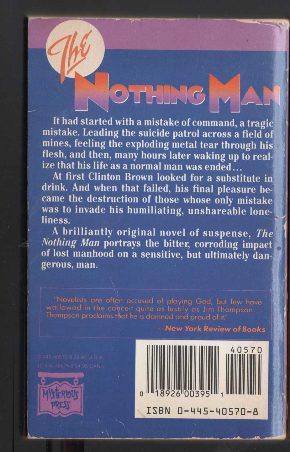 Jim Thompson  NOTHING MAN magnified rear book cover image