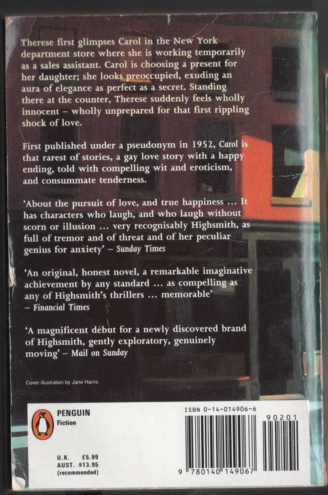 Patricia Highsmith  CAROL (General fiction) magnified rear book cover image