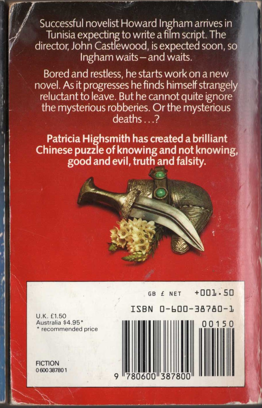 Patricia Highsmith  THE TREMOR OF FORGERY magnified rear book cover image
