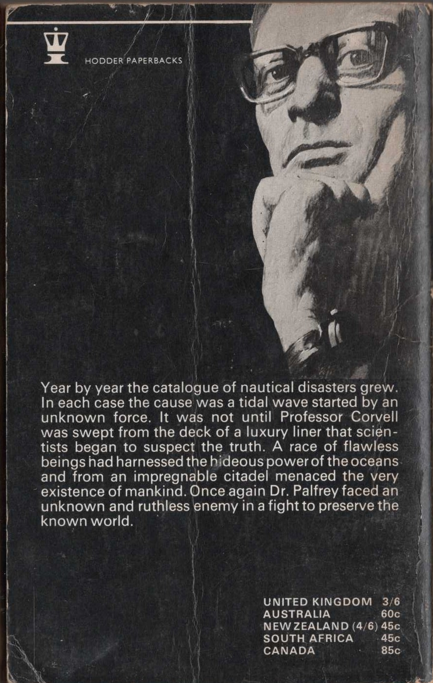 John Creasey  THE DEPTHS (Doctor Palfrey) magnified rear book cover image